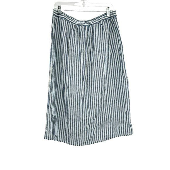 Faherty Women's Button Front Low Tide Stripe Whitley Skirt Blue White Size L NWT - Picture 5 of 12